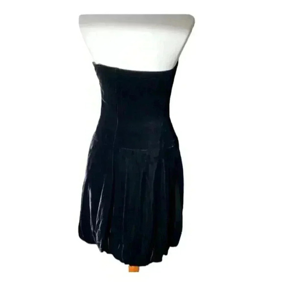 Ralph Lauren Black Label Black Velvet Layered Strapless Mini Dress 8 Made in USA - Picture 2 of 12